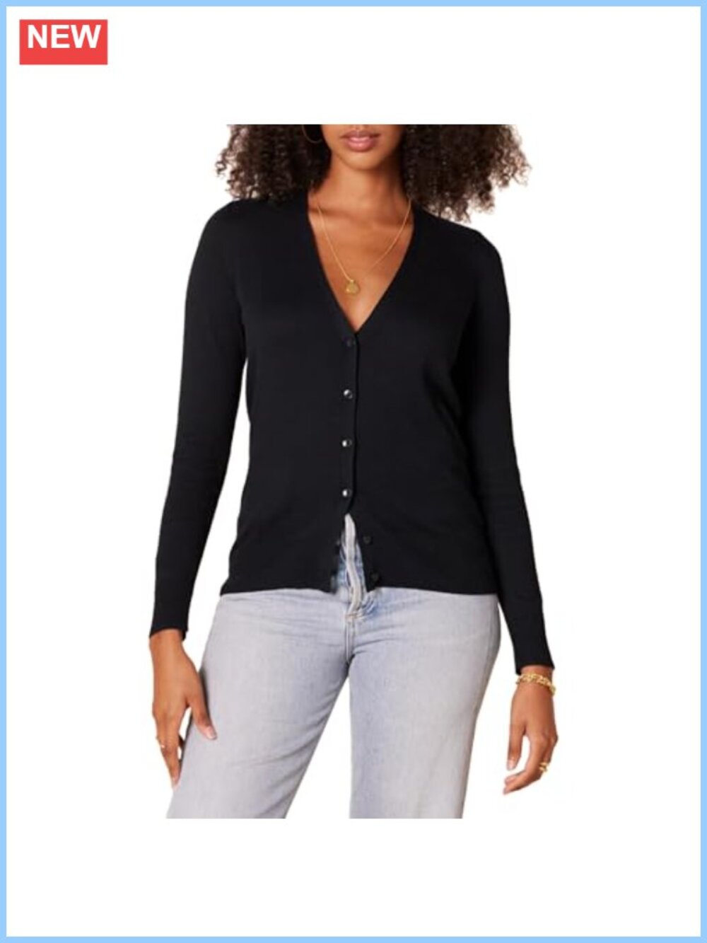 Women's Lightweight V-Neck Cardigan Sweater Long Sleeve Button Cotton Blend